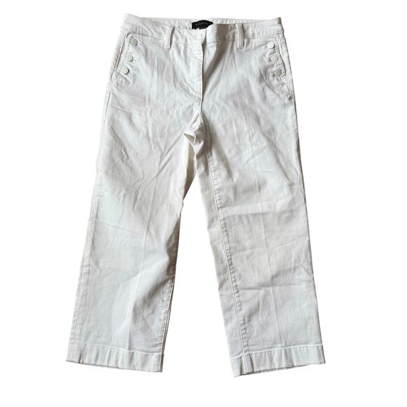 Talbots White Straight Leg Cropped Denim Pants Size 8 Casual Mature Coastal - Picture 1 of 8